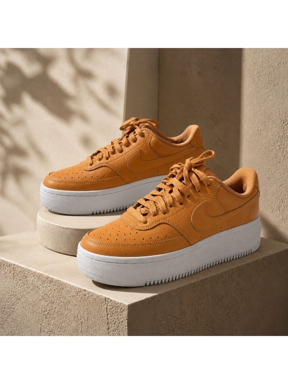 Nike Court Vision Alta Women’s 10 Light Cognac Platform Sneakers DM0113-200